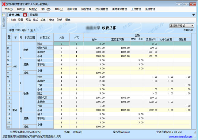 豐富的收費(fèi)統(tǒng)計報表